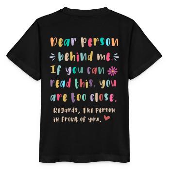 Chère personne derrière moi - T-shirt bio MINI CREATOR Stanley/Stella Enfant - noir - Dos - Mikhail (115cm)
