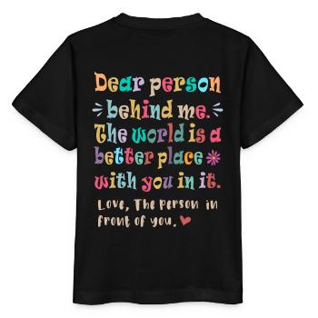 Chère personne derrière moi - T-shirt bio MINI CREATOR Stanley/Stella Enfant - noir - Dos - Mikhail (115cm)