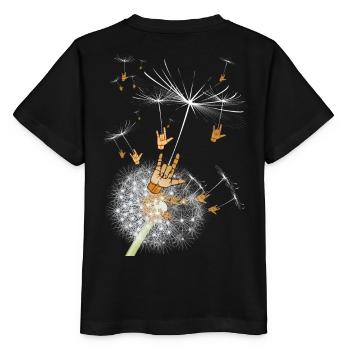I LOVE YOU - Pusteblume Gebärdensprache BACKPRINT - Stanley/Stella Kinder T-Shirt MINI CREATOR  - Schwarz - Hinten - Mikhail (115cm)