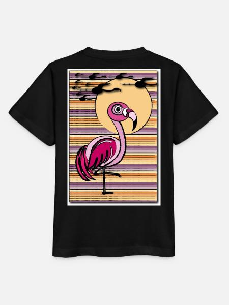 Flamingo in the sunset - Stanley/Stella Kinder T-Shirt MINI CREATOR - Schwarz
