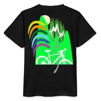 Cycle path mountains rainbow - Stanley/Stella MINI CREATOR Kids’ T-Shirt - black - Back - Mikhail (115cm)