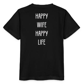 Femme heureuse - vie heureuse - T-shirt bio MINI CREATOR Stanley/Stella Enfant - noir - Dos - Mikhail (115cm)