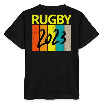 Rugby, Rugby-Sport, Rugby-Fan, Rugby 2023 - Stanley/Stella Kinder T-Shirt MINI CREATOR  - Schwarz - Hinten - Mikhail (115cm)