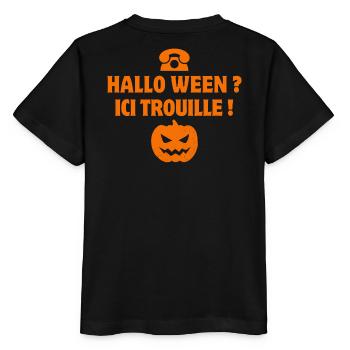 halloween, citrouille, phrase drôle - T-shirt bio MINI CREATOR Stanley/Stella Enfant - noir - Dos - Mikhail (115cm)