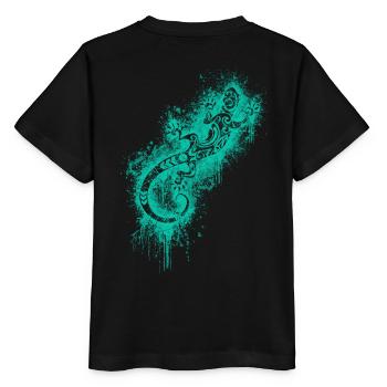 Eidechse gecko tribal tattoo türkies - Stanley/Stella Kinder T-Shirt MINI CREATOR  - Schwarz - Hinten - Mikhail (115cm)
