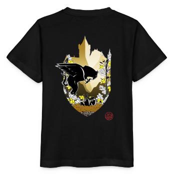 Mittelalterlicher Greif und Burg Bran - Stanley/Stella Kinder T-Shirt MINI CREATOR  - Schwarz - Hinten - Mikhail (115cm)