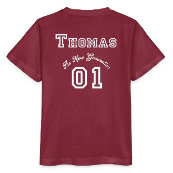 Prénom Thomas - blanc - T-shirt bio MINI CREATOR Stanley/Stella Enfant - bordeaux - Dos - Kain (125cm)