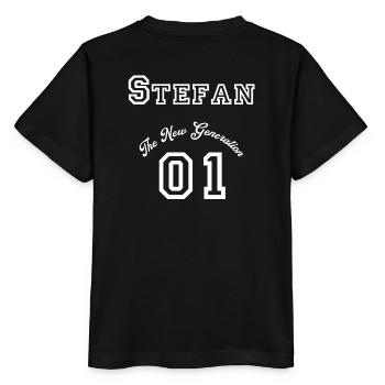 First name: Stefan - "The New Generation", white - Stanley/Stella MINI CREATOR Kids’ T-Shirt - black - Back - Mikhail (115cm)