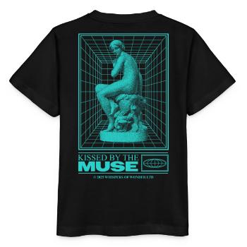 Neon-Statue im Cyberraum - Stanley/Stella Kinder T-Shirt MINI CREATOR  - Schwarz - Hinten - Mikhail (115cm)
