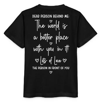 Chère personne derrière moi - T-shirt bio MINI CREATOR Stanley/Stella Enfant - noir - Dos - Mikhail (115cm)
