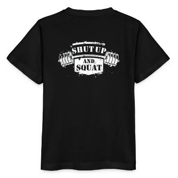 Shut Up and Squat Bodybuilding - Stanley/Stella Kinder T-Shirt MINI CREATOR  - Schwarz - Hinten - Mikhail (115cm)