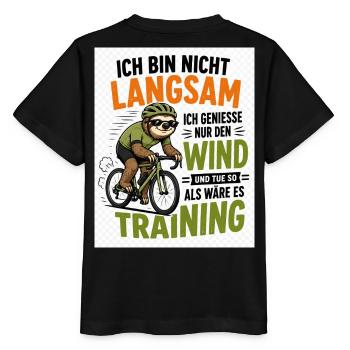 Faultier auf Fahrrad - Stanley/Stella Kinder T-Shirt MINI CREATOR  - Schwarz - Hinten - Mikhail (115cm)