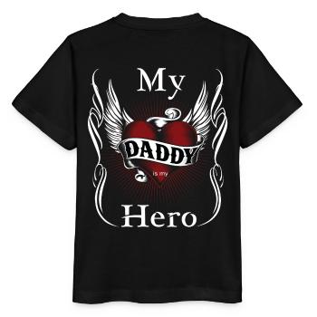 My Dad is my Hero, Mein Vater i. mein Held, Papa - Stanley/Stella Kinder T-Shirt MINI CREATOR  - Schwarz - Hinten - Mikhail (115cm)