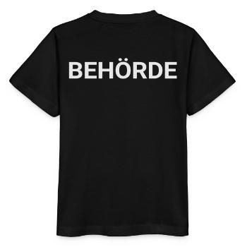 Behörde - Rücken, Rückseite, hinten beschriftet - Stanley/Stella Kinder T-Shirt MINI CREATOR  - Schwarz - Hinten - Mikhail (115cm)