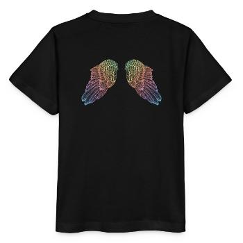 Rainbow Coloured Angel Wings - Stanley/Stella MINI CREATOR Kids’ T-Shirt - black - Back - Mikhail (115cm)