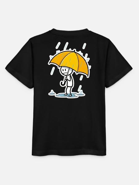 Gelber Regenschirm im Regen – Minimalstil - Stanley/Stella Kinder T-Shirt MINI CREATOR - Schwarz
