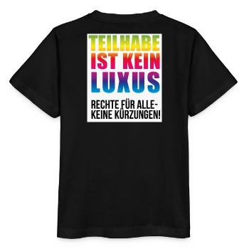 Teilhabe ist kein Luxus keine Kürzungen - Stanley/Stella Kinder T-Shirt MINI CREATOR  - Schwarz - Hinten - Mikhail (115cm)