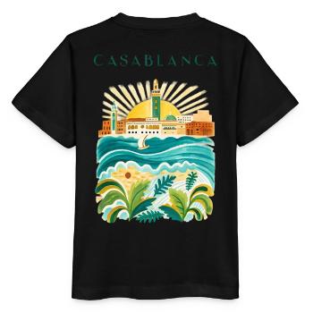 Illustration de l’Idylle côtier de Casablanca - T-shirt bio MINI CREATOR Stanley/Stella Enfant - noir - Dos - Mikhail (115cm)