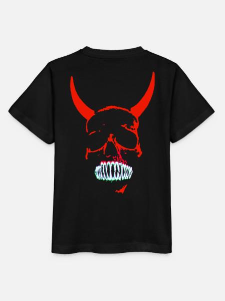 Roter Dämonenschädel Neon - Stanley/Stella Kinder T-Shirt MINI CREATOR - Schwarz