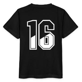 16 ans Maillot numéro 16 T-shirt numéro 16 - T-shirt bio MINI CREATOR Stanley/Stella Enfant - noir - Dos - Mikhail (115cm)