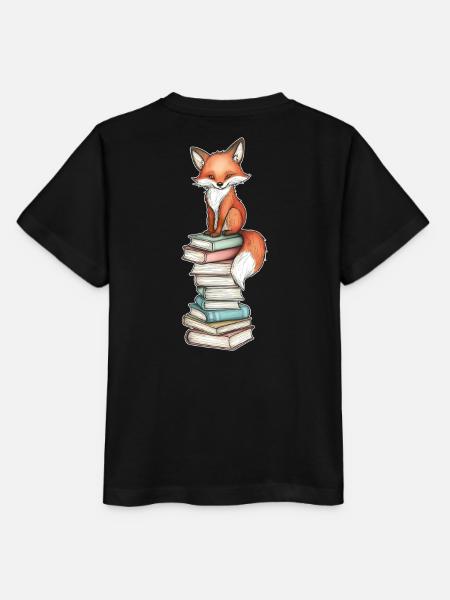 Fuchs auf Bücherstapel - Stanley/Stella Kinder T-Shirt MINI CREATOR - Schwarz
