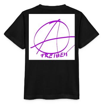 Freiheit im Kreis der Anarchie – Lila Linien - Stanley/Stella Kinder T-Shirt MINI CREATOR  - Schwarz - Hinten - Mikhail (115cm)