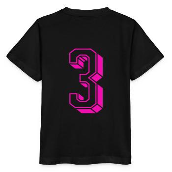 Zahl drei - Nummer 3 pink Mädchen Trikotnummer - Stanley/Stella Kinder T-Shirt MINI CREATOR  - Schwarz - Hinten - Mikhail (115cm)