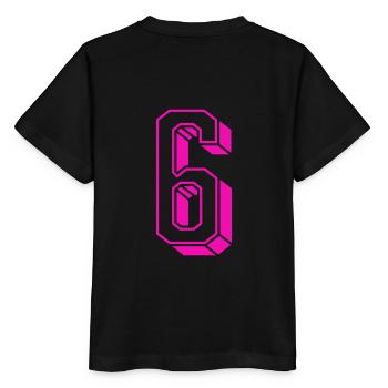 Zahl Sechs - Nummer 6 pink Mädchen Trikotnummer - Stanley/Stella Kinder T-Shirt MINI CREATOR  - Schwarz - Hinten - Mikhail (115cm)