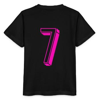 Zahl sieben - Nummer 7 pink Mädchen Trikotnummer - Stanley/Stella Kinder T-Shirt MINI CREATOR  - Schwarz - Hinten - Mikhail (115cm)