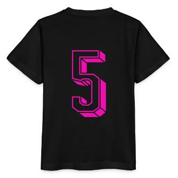 Zahl fünf - Nummer 5 pink Mädchen Trikotnummer - Stanley/Stella Kinder T-Shirt MINI CREATOR  - Schwarz - Hinten - Mikhail (115cm)