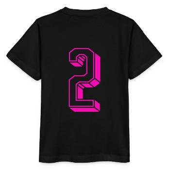 Zahl zwei - Nummer 2 pink Mädchen Trikotnummer - Stanley/Stella Kinder T-Shirt MINI CREATOR  - Schwarz - Hinten - Mikhail (115cm)