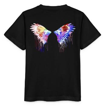 angelwings,flügel,aquarell,bunt,engelsflügel - Stanley/Stella Kinder T-Shirt MINI CREATOR  - Schwarz - Hinten - Mikhail (115cm)