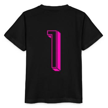 Zahl eins - Nummer 1 pink Mädchen Trikotnummer - Stanley/Stella Kinder T-Shirt MINI CREATOR  - Schwarz - Hinten - Mikhail (115cm)