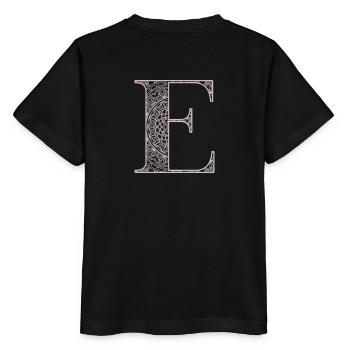 Mandala Monogram Initial in Dusky Pink - Letter E - Stanley/Stella MINI CREATOR Kids’ T-Shirt - black - Back - Mikhail (115cm)