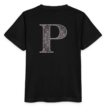 Mandala Monogram Initial in Dusky Pink - Letter P - Stanley/Stella MINI CREATOR Kids’ T-Shirt - black - Back - Mikhail (115cm)