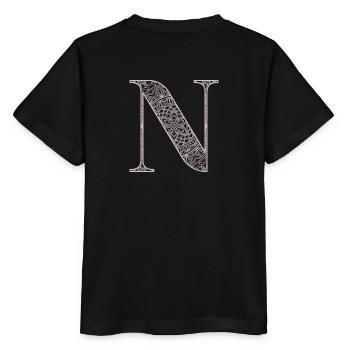 Mandala Monogram Initial in Dusky Pink - Letter N - Stanley/Stella MINI CREATOR Kids’ T-Shirt - black - Back - Mikhail (115cm)