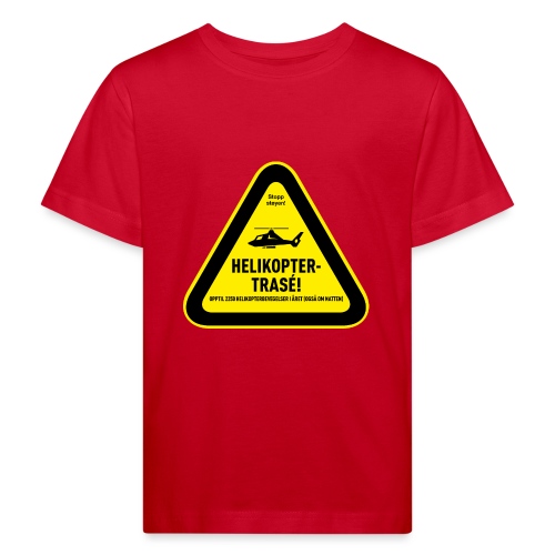 Varseltrekant: Helikoptertrasé m/Stopp støyen-logo - Økologisk T-skjorte for barn