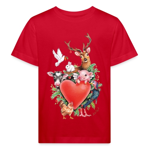 Christmas heart by Maria Tiqwah - Kids' Organic T-Shirt