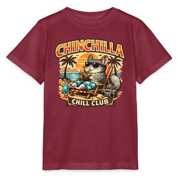 Chinchilla Chill Club | Lustiges Retro Shirt - Stanley/Stella Kinder T-Shirt MINI CREATOR  - Burgunderrot - Vorne - Kain (125cm)