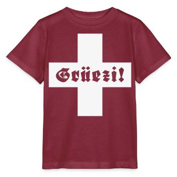 Grüezi (Schweiz / Fraktur / Schweizerfahne) - Stanley/Stella Kinder T-Shirt MINI CREATOR  - Burgunderrot - Vorne - Kain (125cm)