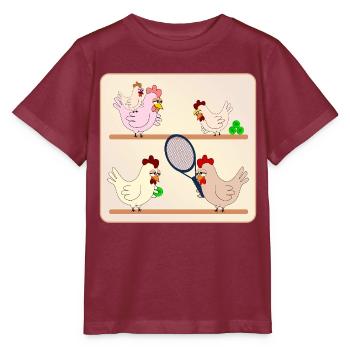 Hühnerstall-Tennis - Stanley/Stella Kinder T-Shirt MINI CREATOR  - Burgunderrot - Vorne - Kain (125cm)