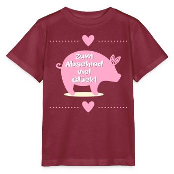 Abschied Kollegen, Glück Ferkel - Stanley/Stella Kinder T-Shirt MINI CREATOR  - Burgunderrot - Vorne - Kain (125cm)