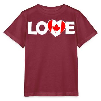 Liebe Kanada Herz mit Ahornblatt - Stanley/Stella Kinder T-Shirt MINI CREATOR  - Burgunderrot - Vorne - Kain (125cm)