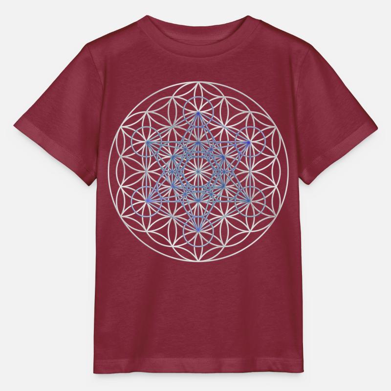 Le cube de Metatron - Fleur de la vie - T-shirt bio MINI CREATOR Stanley/Stella Enfant - bordeaux