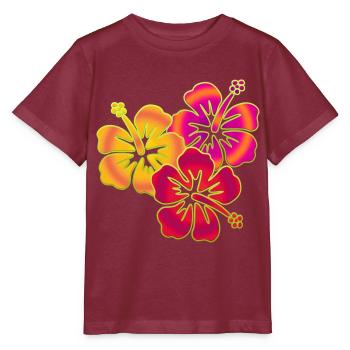 BALI fleurs d'hibiscus trio - T-shirt bio MINI CREATOR Stanley/Stella Enfant - bordeaux - Devant - Kain (125cm)