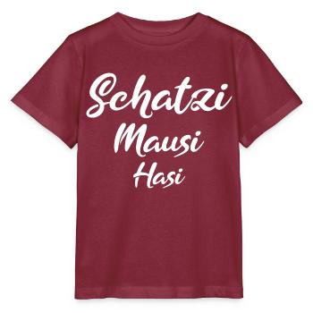 Schatzi Mausi Hasi white - Stanley/Stella Kinder T-Shirt MINI CREATOR  - Burgunderrot - Vorne - Kain (125cm)