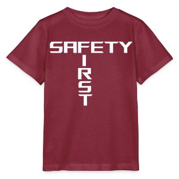 Safety First | White - Stanley/Stella MINI CREATOR Kids’ T-Shirt - burgundy - Front - Kain (125cm)
