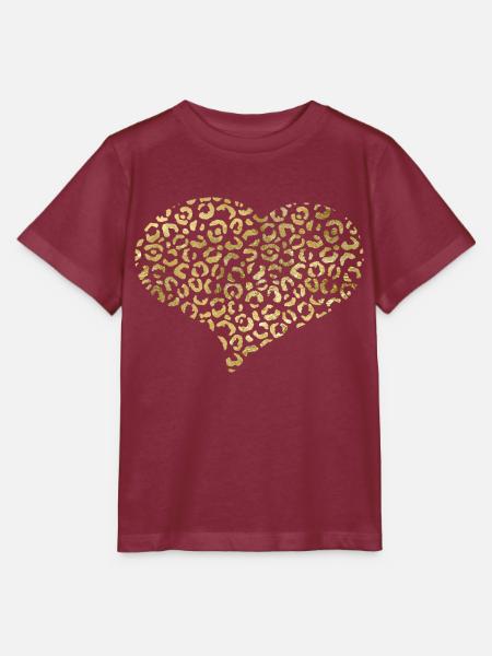 Herz-Leoparden-Muster - Stanley/Stella Kinder T-Shirt MINI CREATOR - Burgunderrot