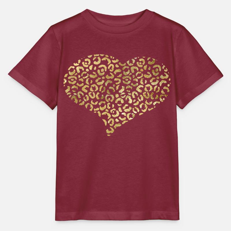 Heart leopard patterns - Stanley/Stella MINI CREATOR Kids’ T-Shirt - burgundy