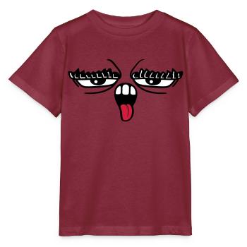 langue sortir la bouche 2 sourcils yeux - T-shirt bio MINI CREATOR Stanley/Stella Enfant - bordeaux - Devant - Kain (125cm)